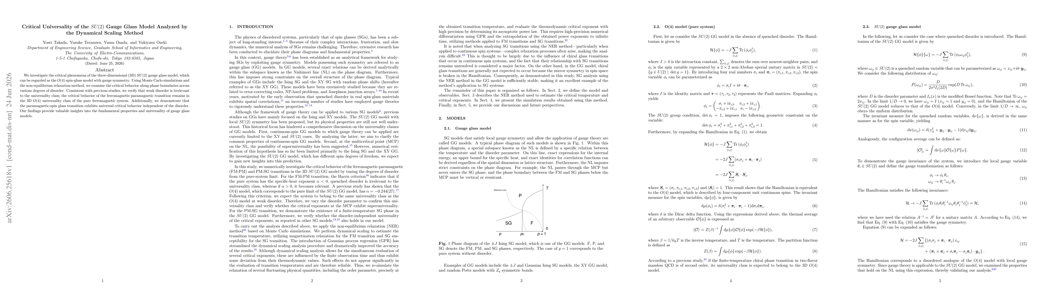 Thumbnail for Critical Universality of the SU (2) Gauge Glass Model Analyzed by the Dynamical Scaling Method
