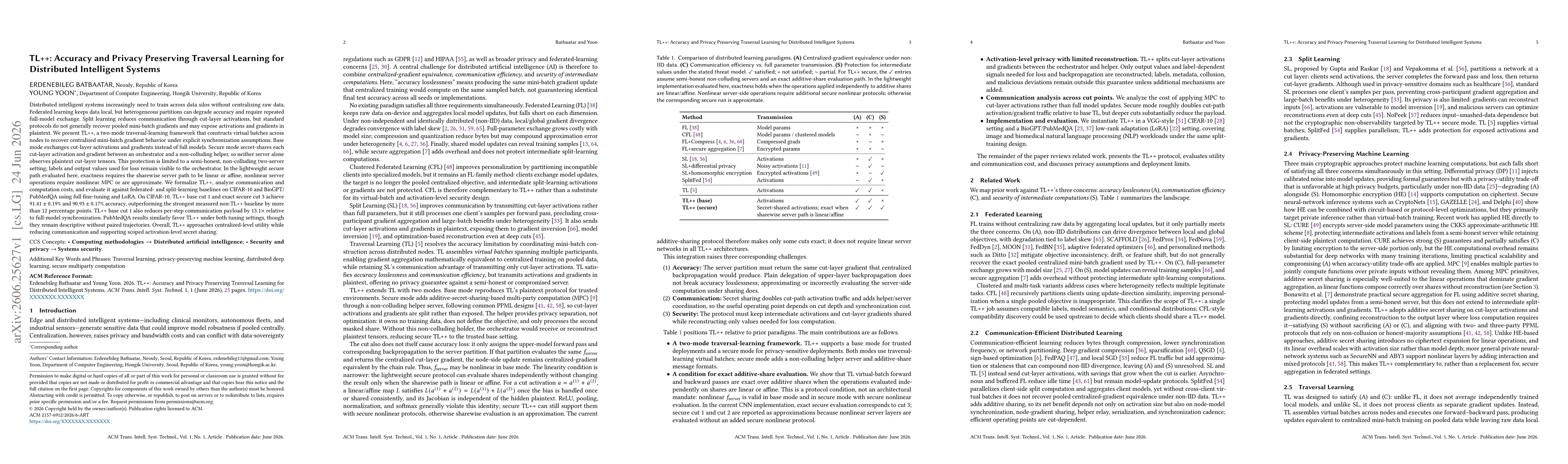 Thumbnail for TL++: Accuracy and Privacy Preserving Traversal Learning for Distributed Intelligent Systems