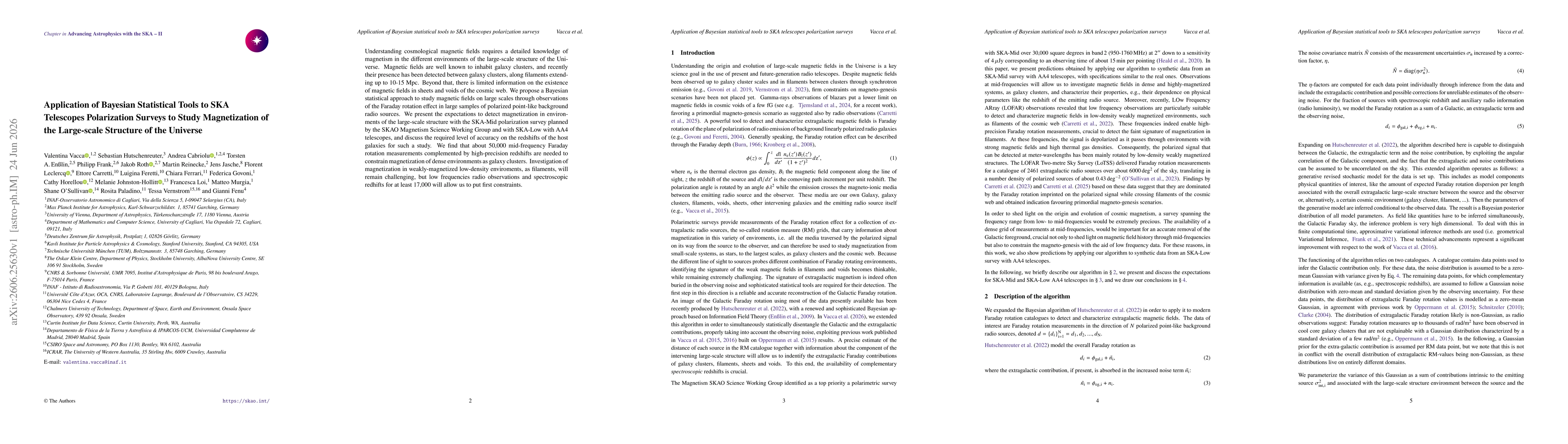 Thumbnail for Application of Bayesian Statistical Tools to SKA Telescopes Polarization Surveys to Study Magnetization of the Large-scale Structure of the Universe