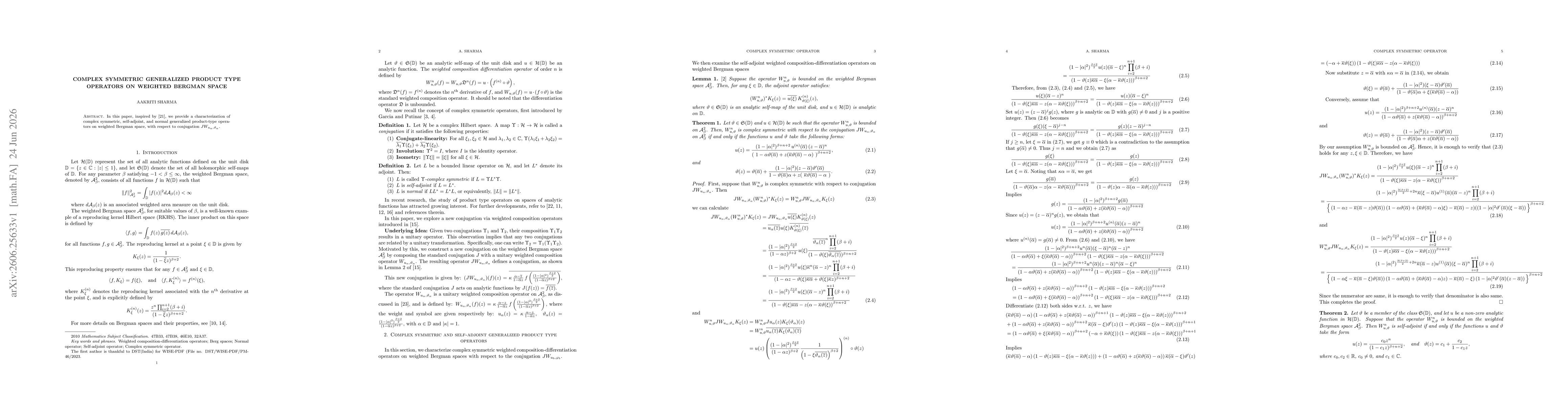 Thumbnail for Complex symmetric generalized product type operators on weighted Bergman spaces
