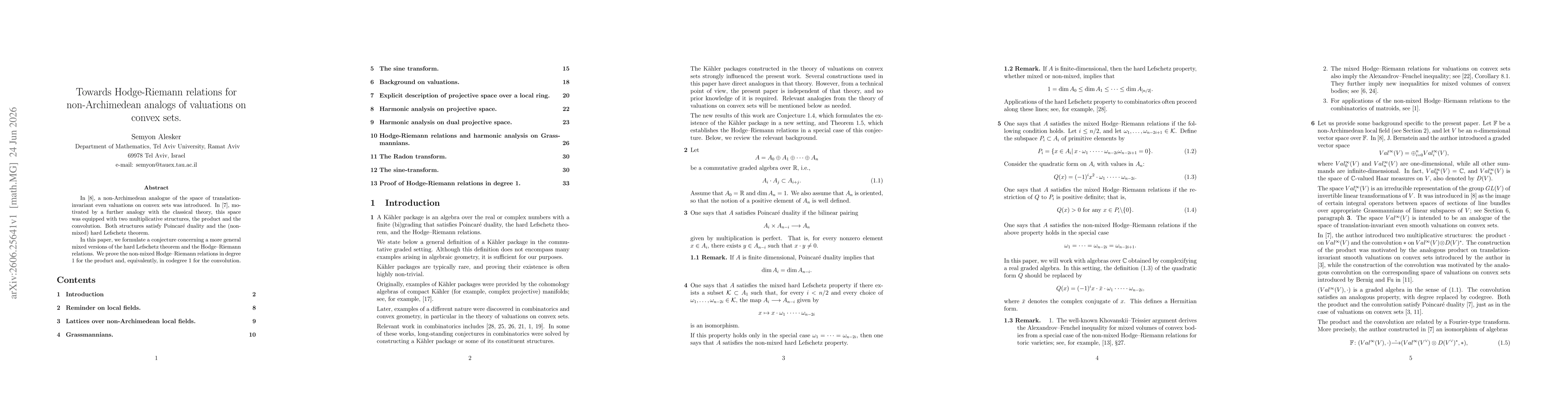 Thumbnail for Towards Hodge-Riemann relations for non-Archimedean analogs of valuations on convex sets