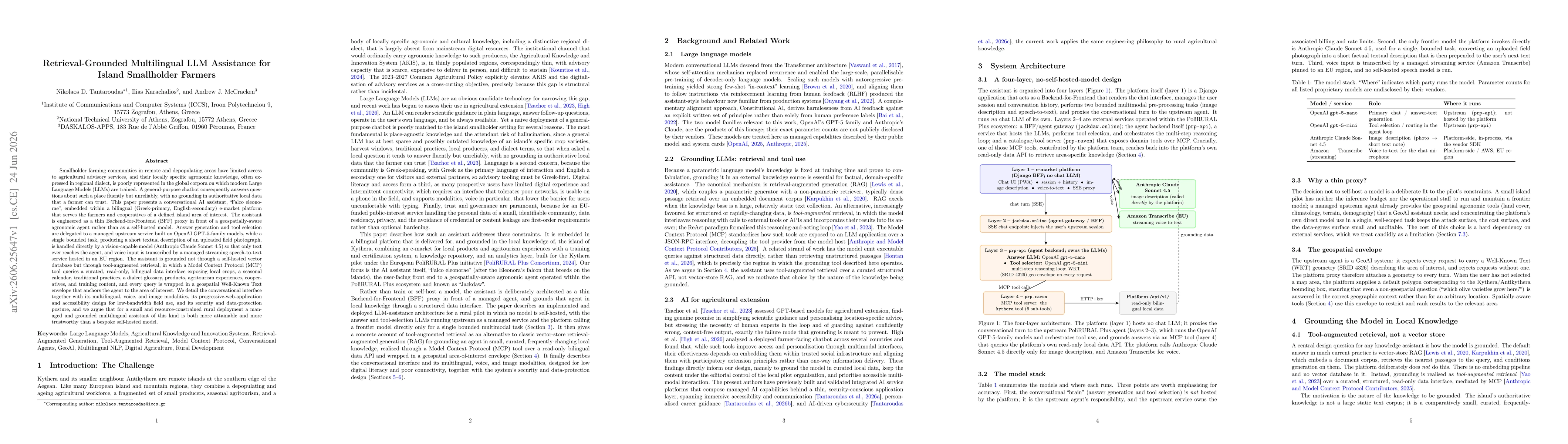 Thumbnail for Retrieval-Grounded Multilingual LLM Assistance for Island Smallholder Farmers