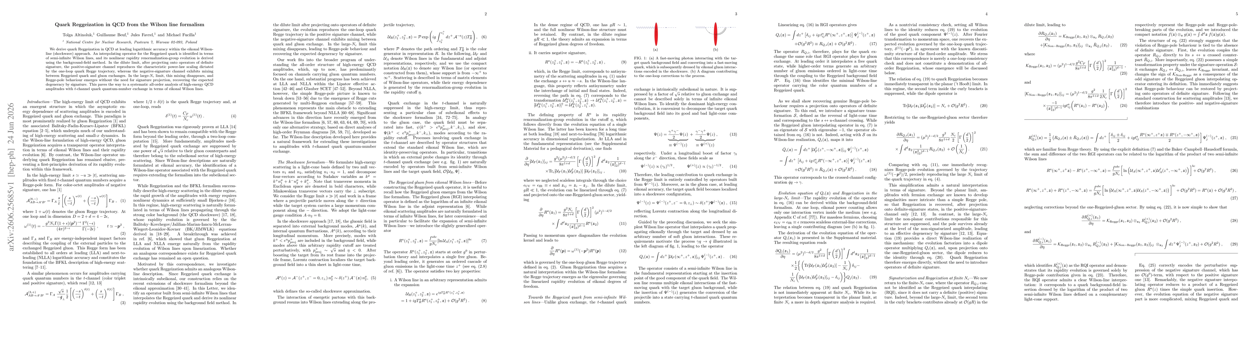 Thumbnail for Quark Reggeization in QCD from the Wilson line formalism