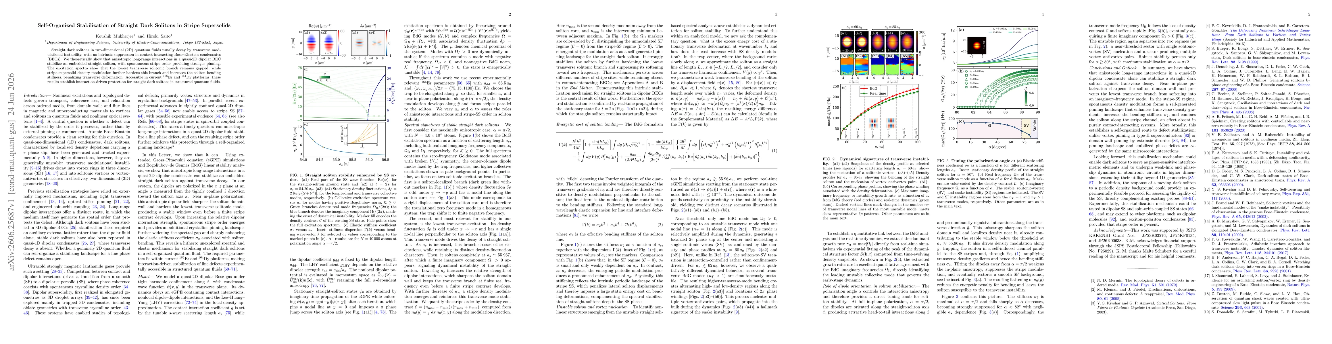 Thumbnail for Self-Organized Stabilization of Straight Dark Solitons in Stripe Supersolids
