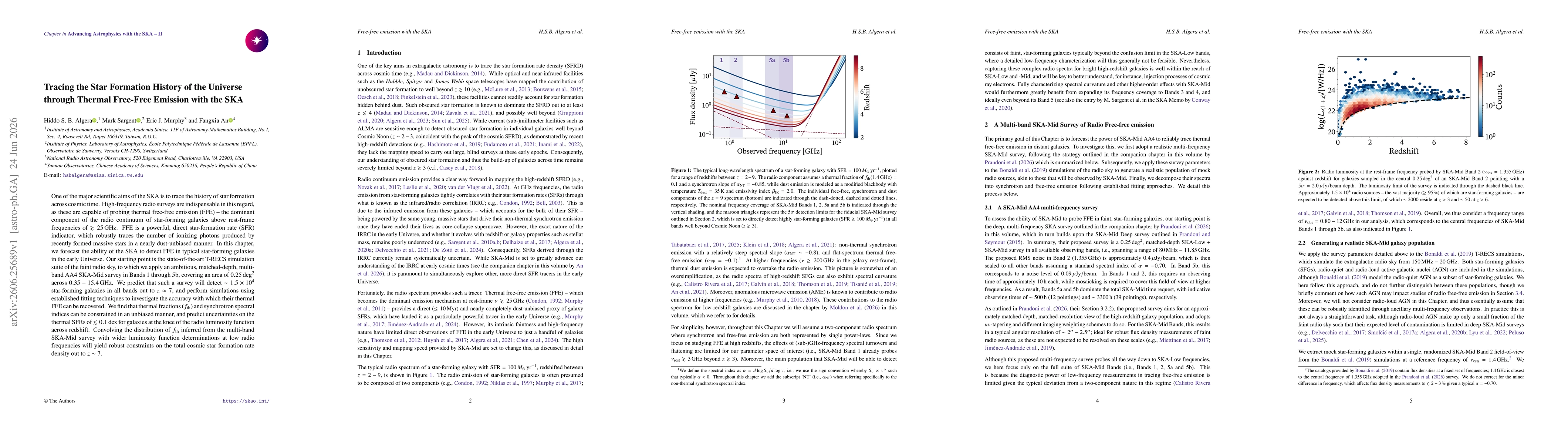 Thumbnail for Tracing the Star Formation History of the Universe through Thermal Free-Free Emission with the SKA