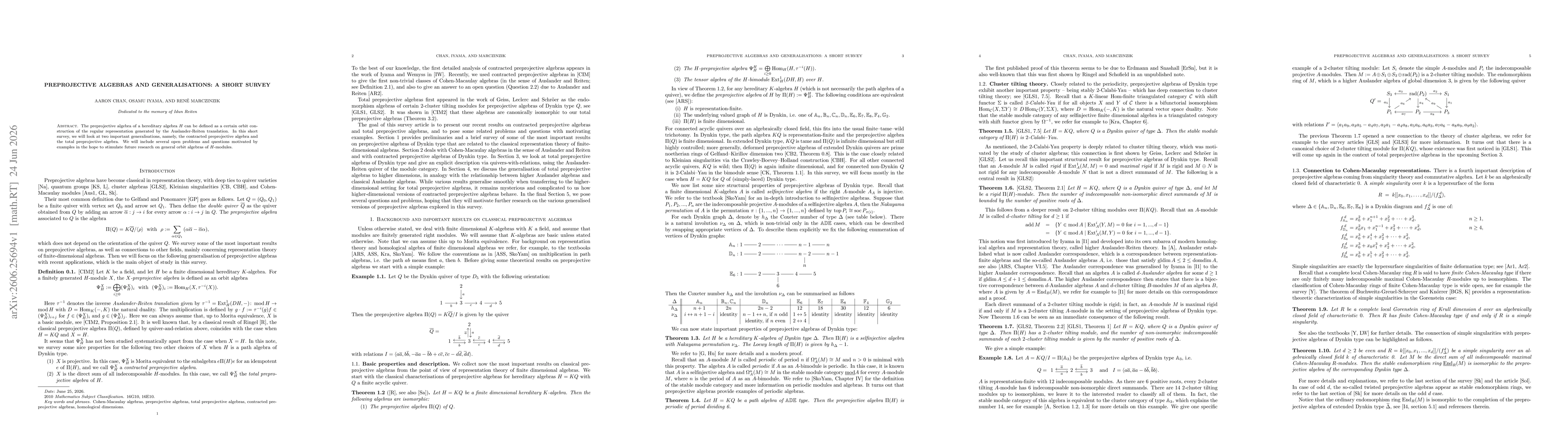 Thumbnail for Preprojective algebras and generalisations: A short survey