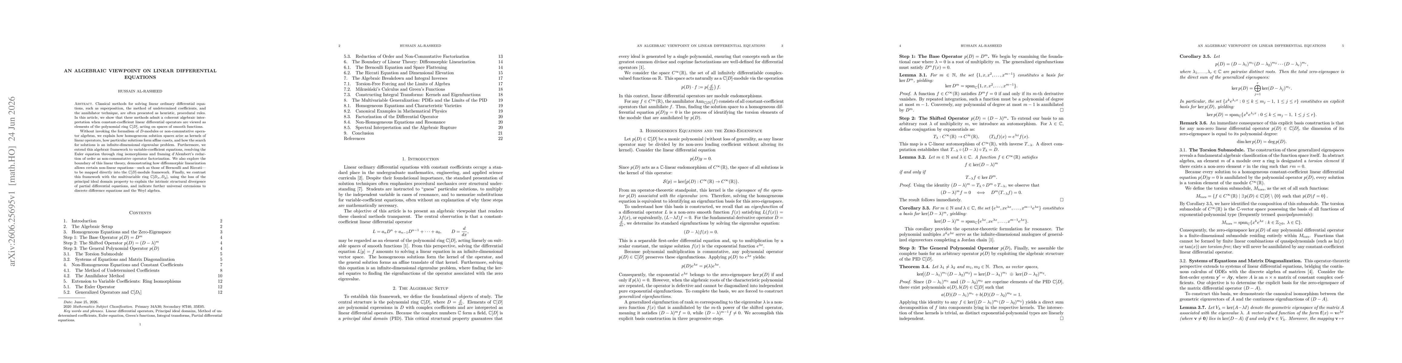 Thumbnail for An Algebraic Viewpoint on Linear Differential Equations