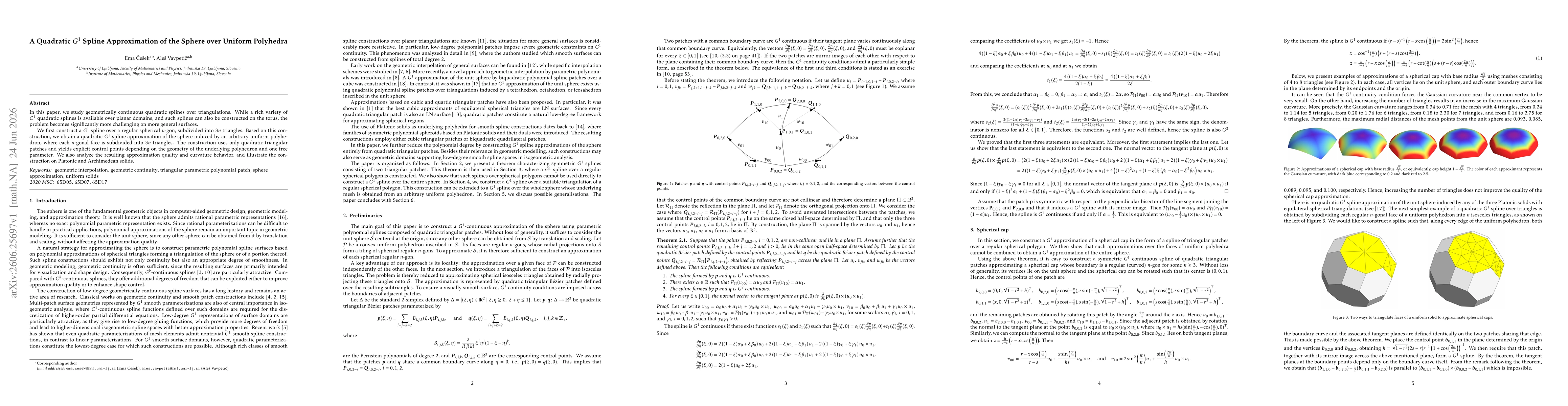 Thumbnail for A Quadratic $G^1$ Spline Approximation of the Sphere over Uniform Polyhedra