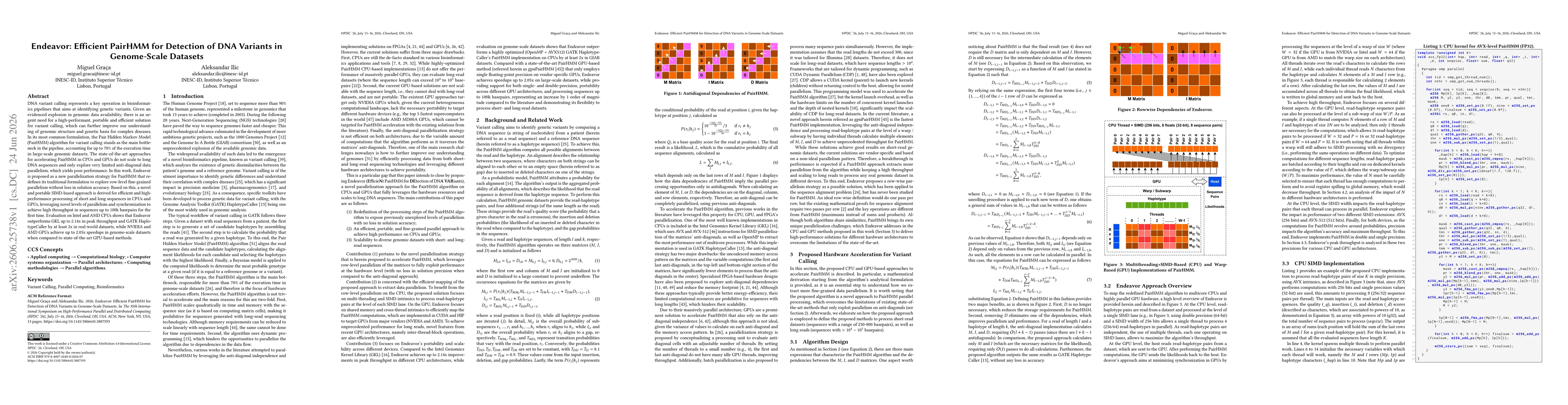 Thumbnail for Endeavor: Efficient PairHMM for Detection of DNA Variants in Genome-Scale Datasets