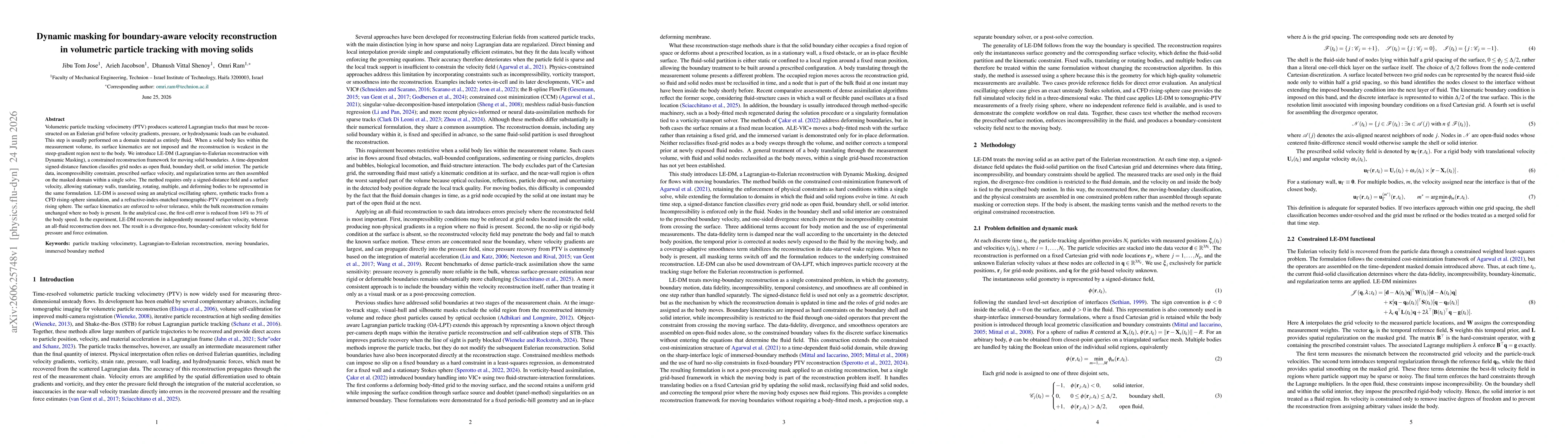Thumbnail for Dynamic masking for boundary-aware velocity reconstruction in volumetric particle tracking with moving solids