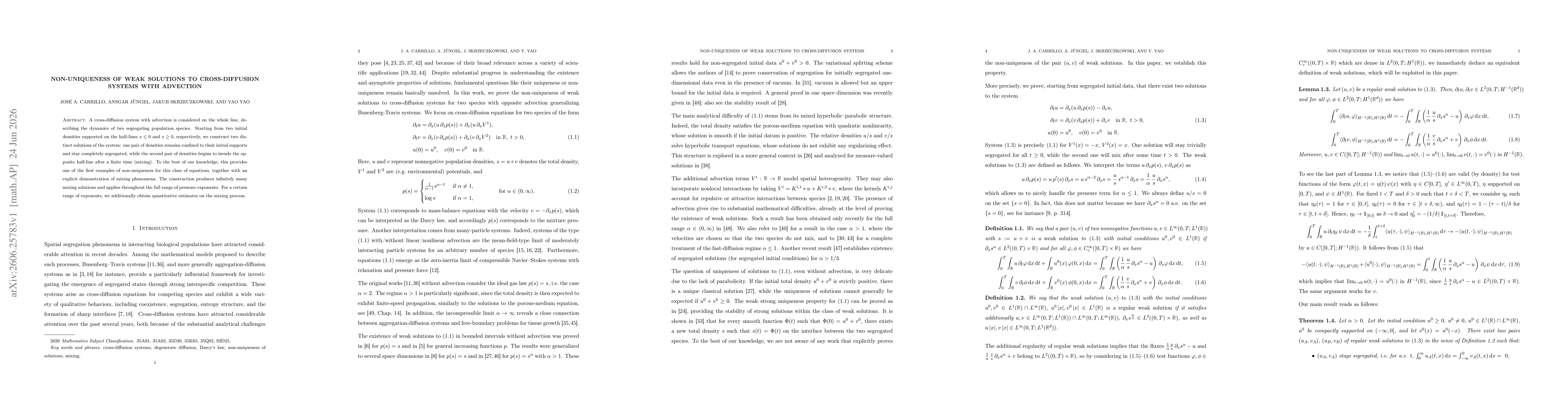 Thumbnail for Non-uniqueness of weak solutions to cross-diffusion systems with advection