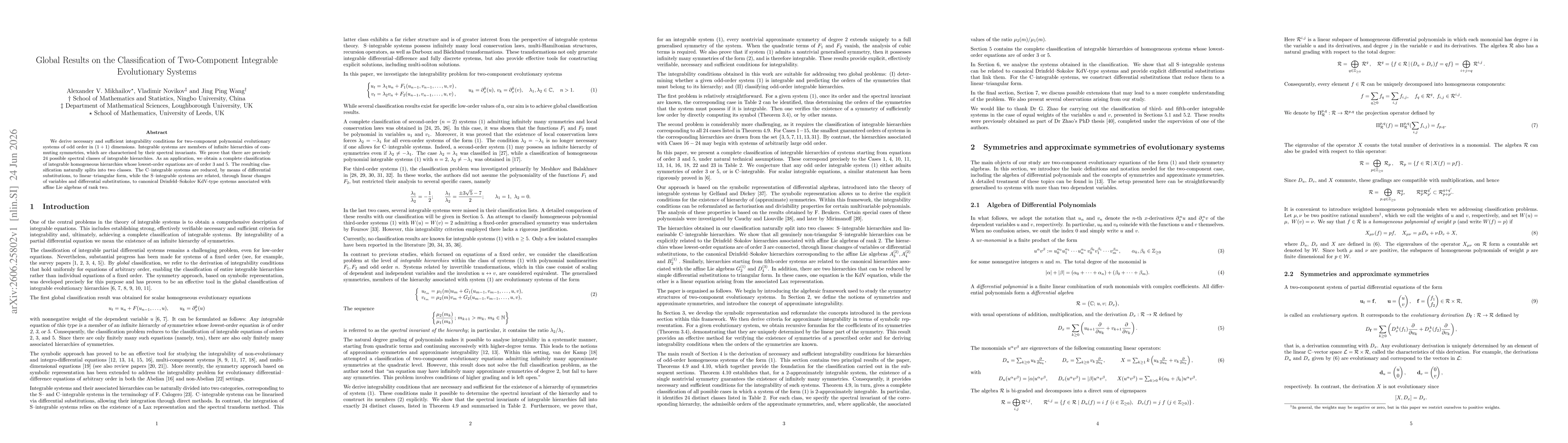 Thumbnail for Global Results on the Classification of Two-Component Integrable Evolutionary Systems