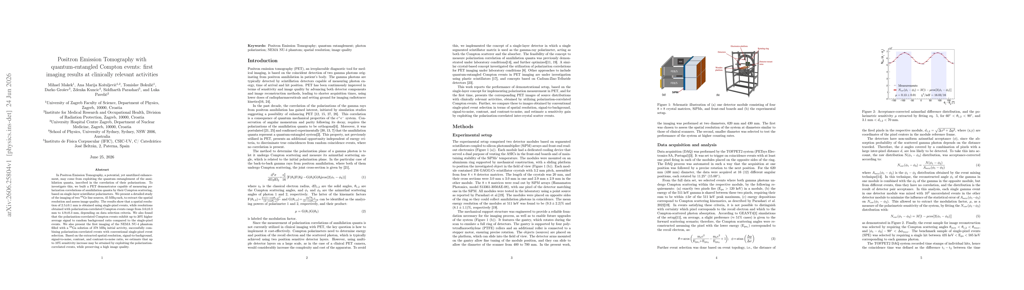 Thumbnail for Positron Emission Tomography with quantum-entangled Compton events: first imaging results at clinically relevant activities