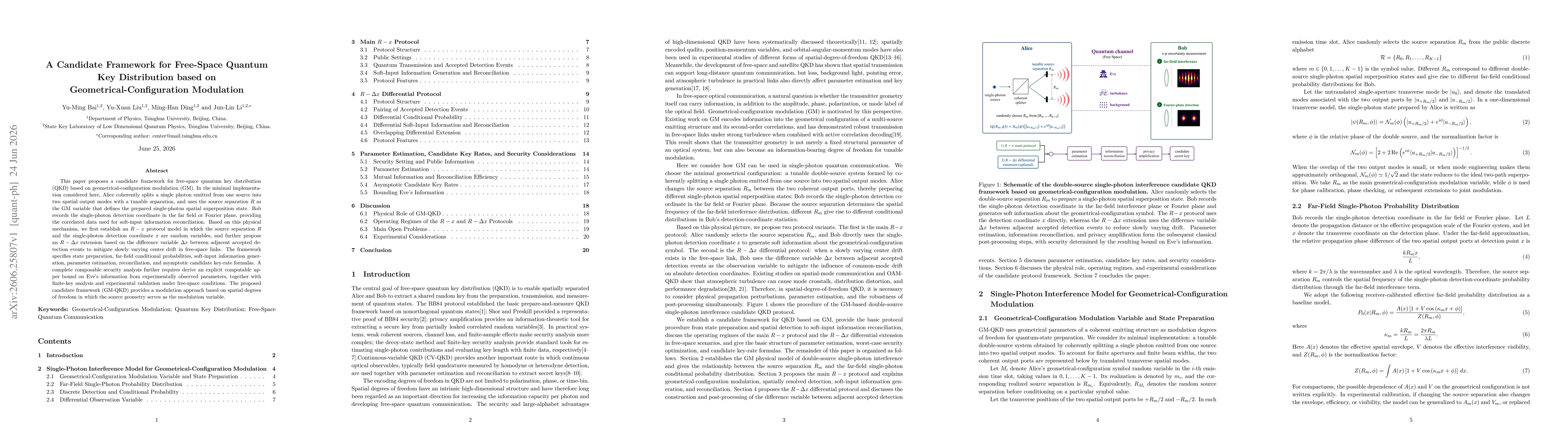 Thumbnail for A Candidate Framework for Free-Space Quantum Key Distribution based on Geometrical-Configuration Modulation