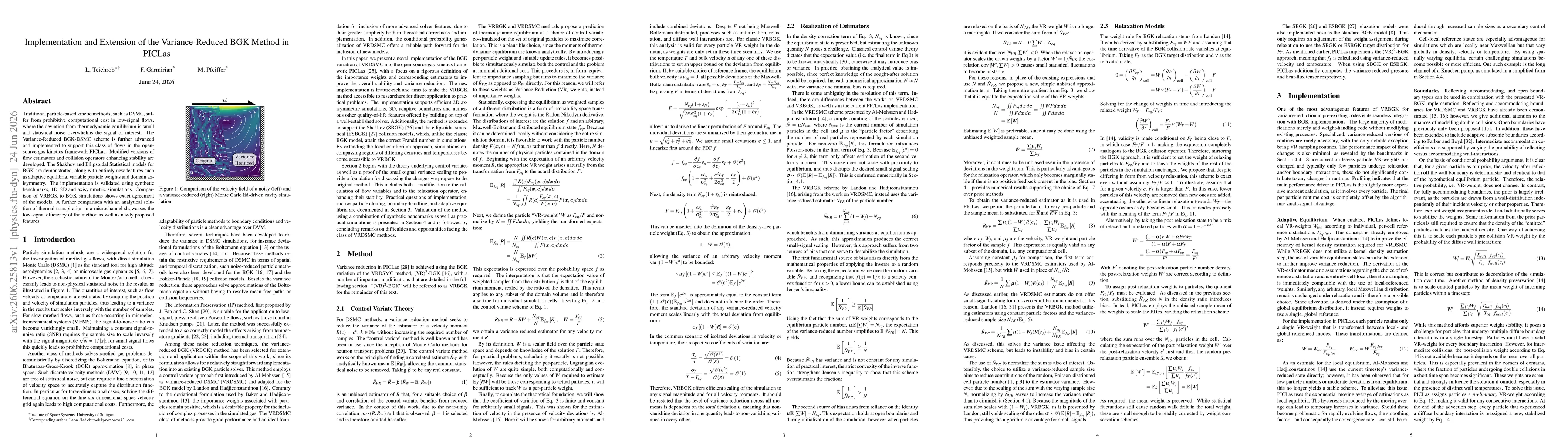 Thumbnail for Implementation and Extension of the Variance-Reduced BGK Method in PICLas