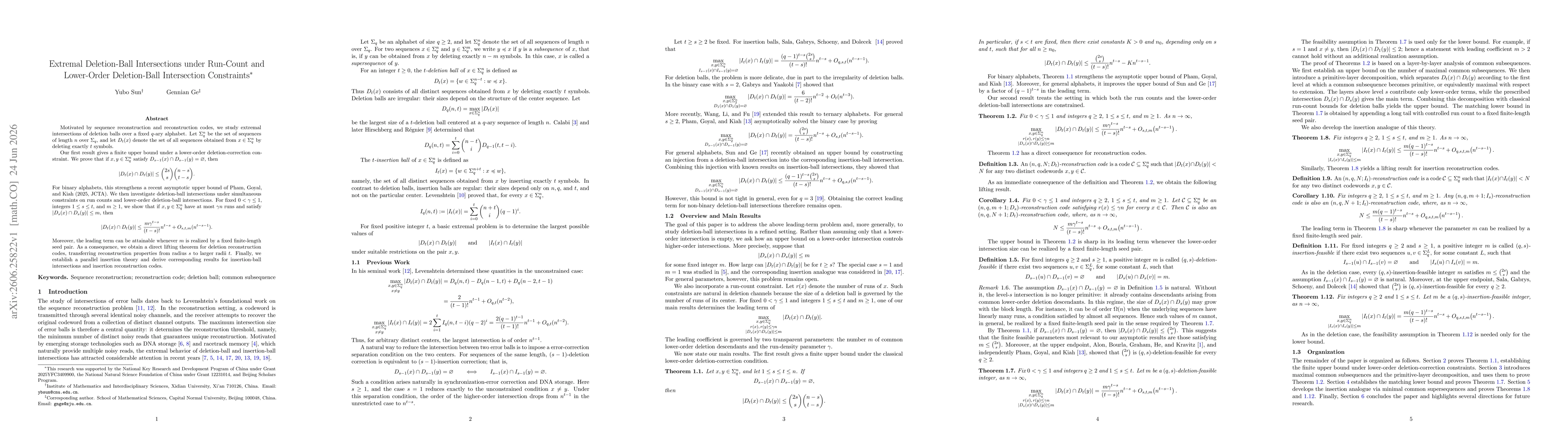 Thumbnail for Extremal Deletion-Ball Intersections under Run-Count and Lower-Order Deletion-Ball Intersection Constraints