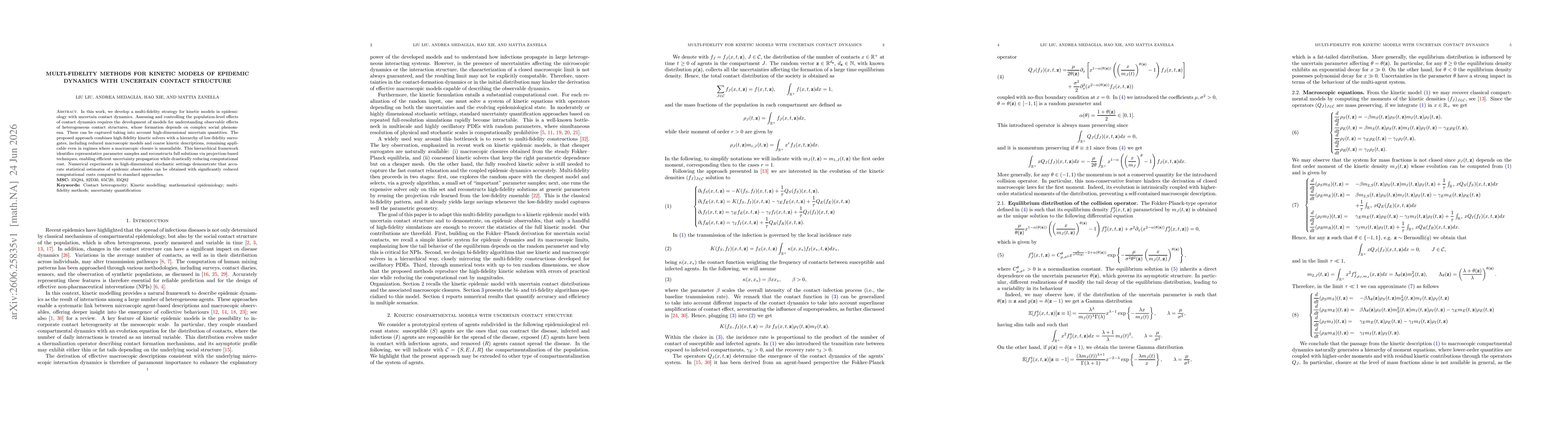 Thumbnail for Multi-fidelity methods for kinetic models of epidemic dynamics with uncertain contact structure