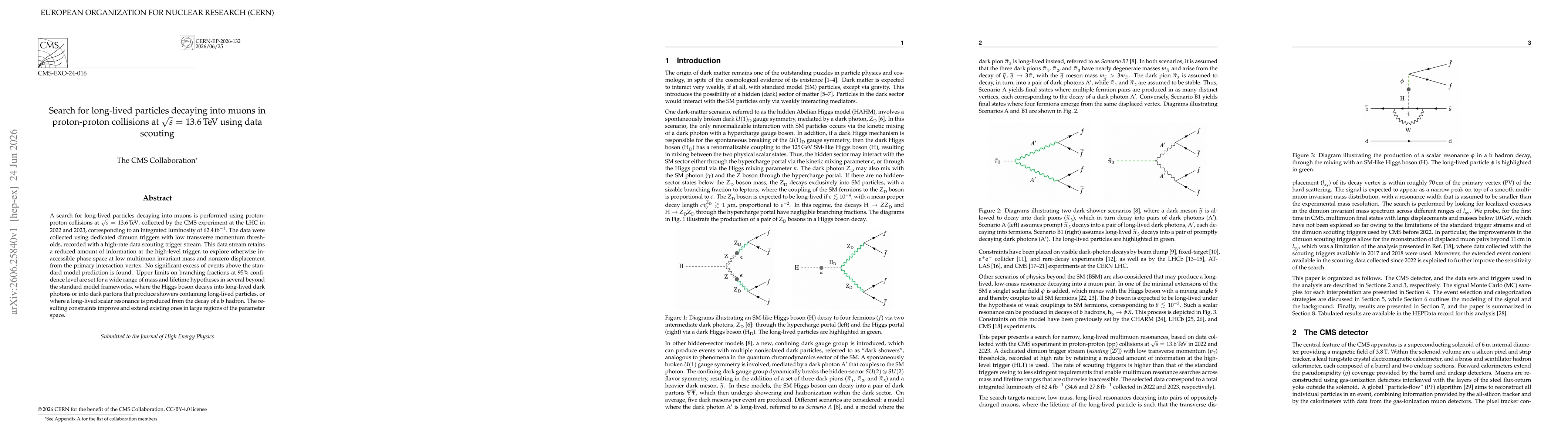 Thumbnail for Search for long-lived particles decaying into muons in proton-proton collisions at $\sqrt{s}$ = 13.6 TeV using data scouting