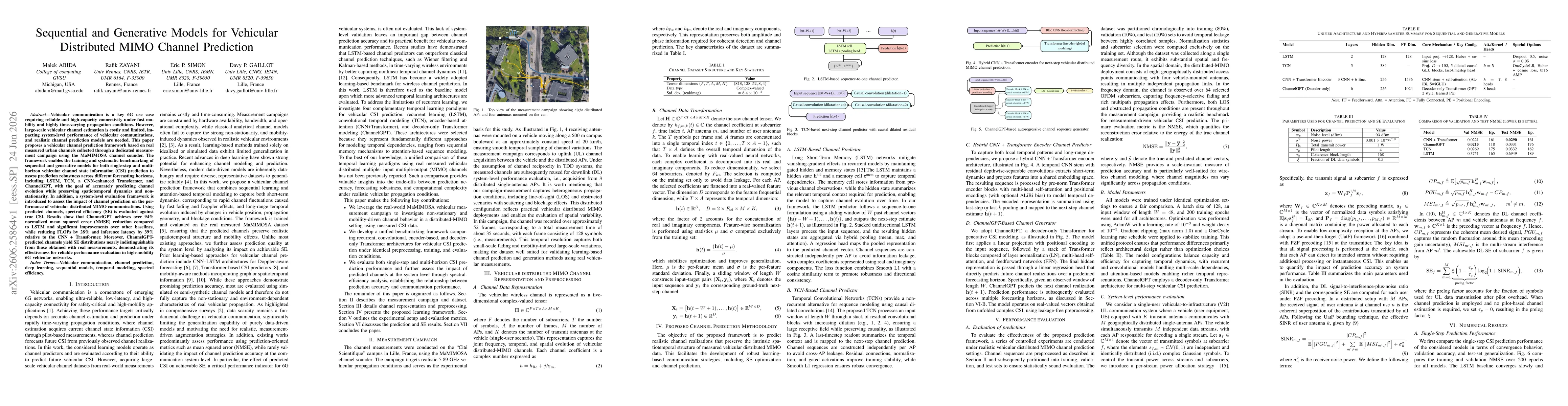 Thumbnail for Sequential and Generative Models for Vehicular Distributed MIMO Channel Prediction