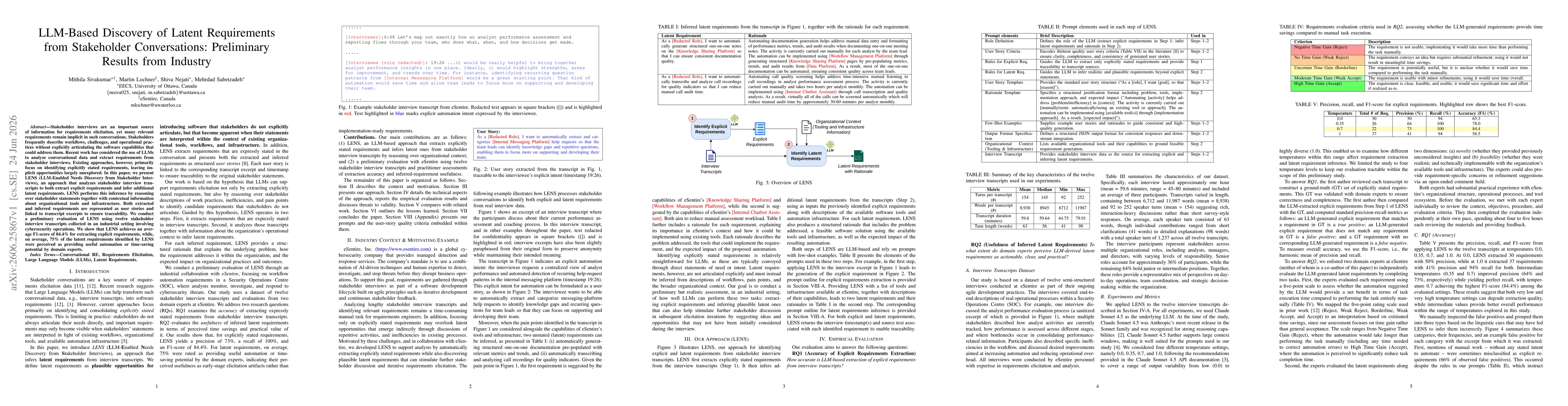 Thumbnail for LLM-Based Discovery of Latent Requirements from Stakeholder Conversations: Preliminary Results from Industry