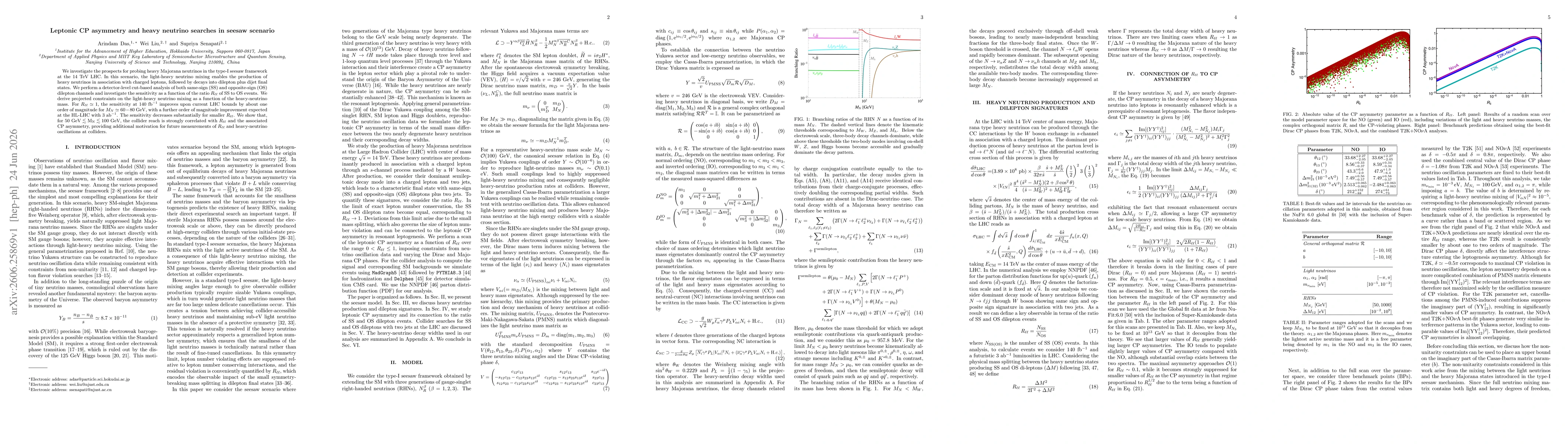 Thumbnail for Leptonic CP asymmetry and heavy neutrino searches in seesaw scenario