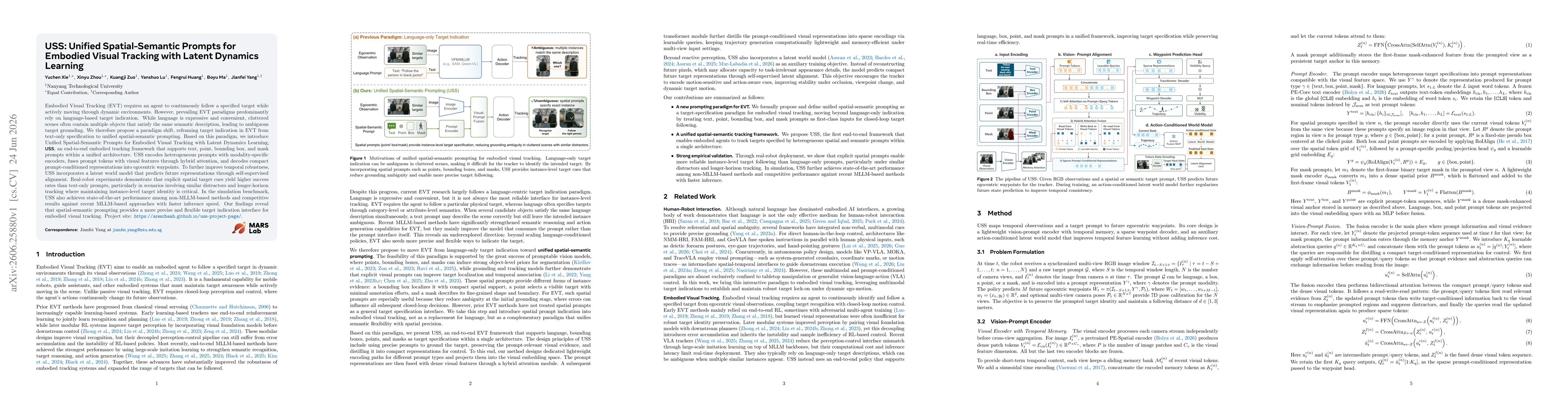Thumbnail for USS: Unified Spatial-Semantic Prompts for Embodied Visual Tracking with Latent Dynamics Learning