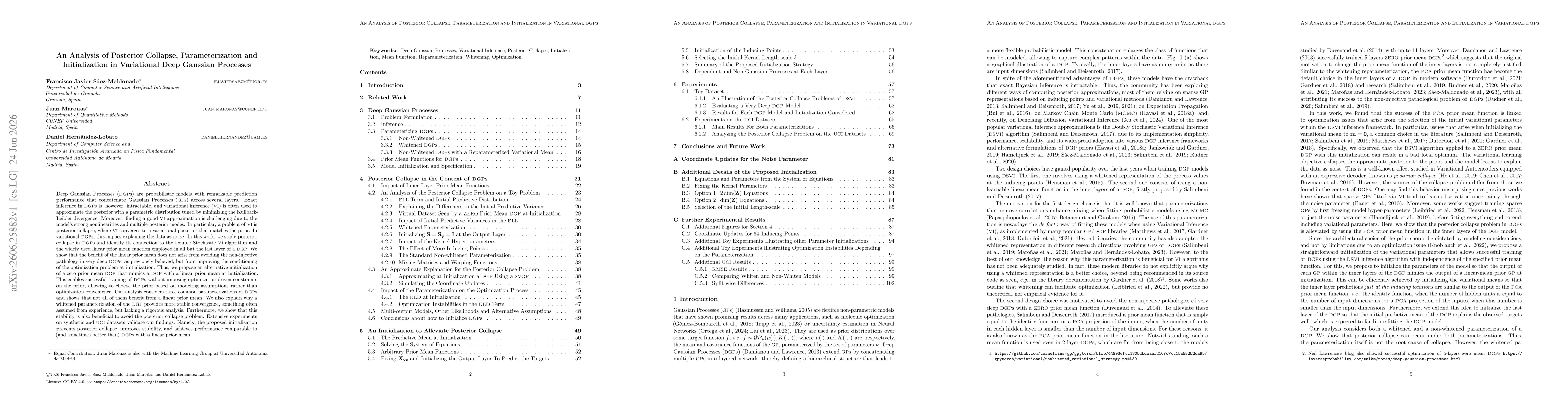 Thumbnail for An Analysis of Posterior Collapse, Parameterization and Initialization in Variational Deep Gaussian Processes