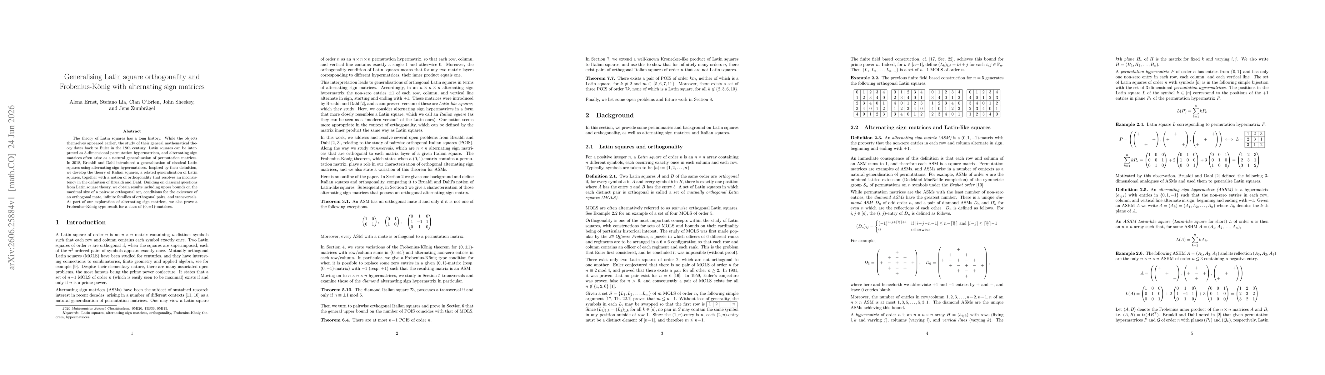 Thumbnail for Generalising Latin square orthogonality and Frobenius-König with alternating sign matrices