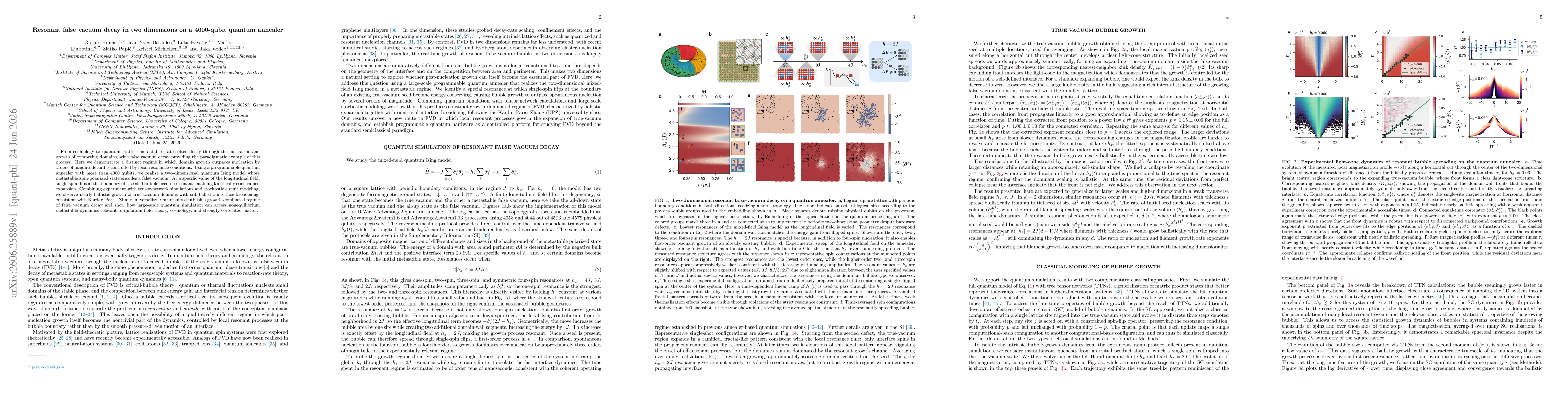 Thumbnail for Resonant false vacuum decay in two dimensions on a 4000-qubit quantum annealer