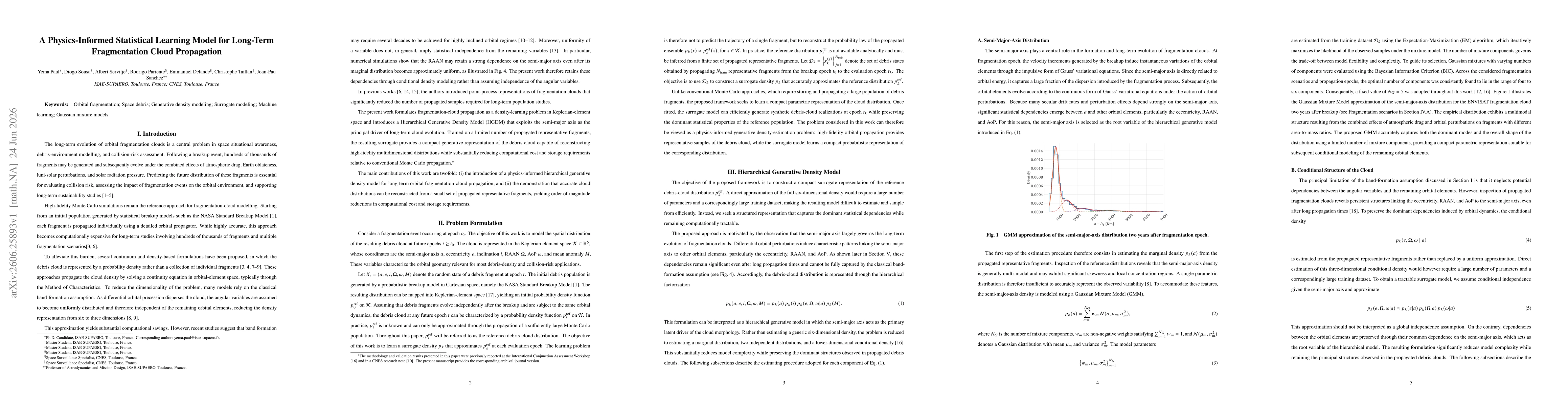 Thumbnail for A Physics-Informed Statistical Learning Model for Long-Term Fragmentation Cloud Propagation