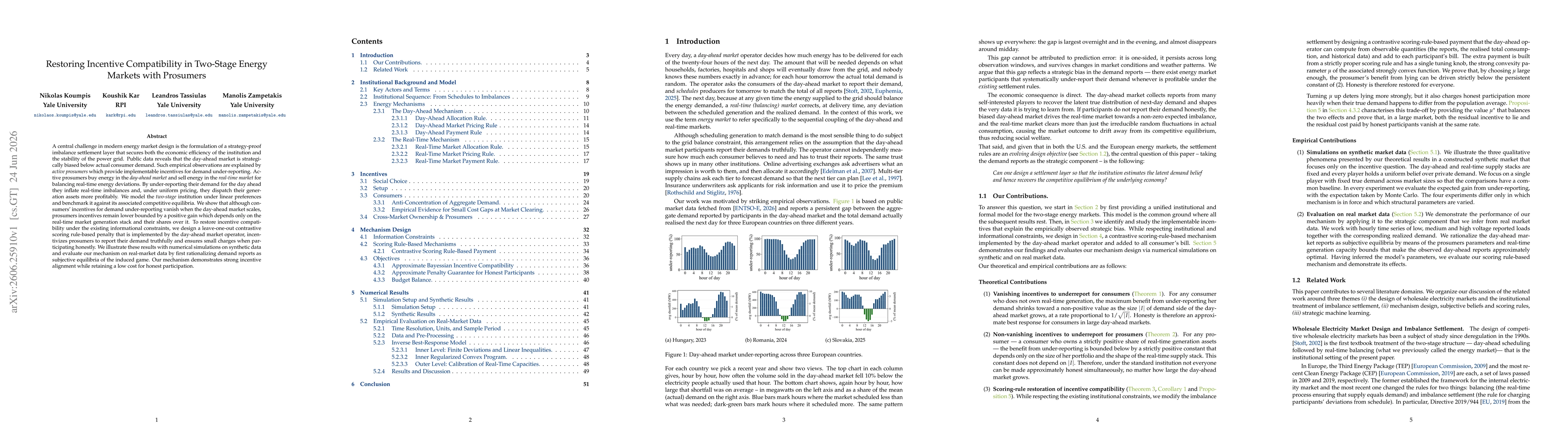Thumbnail for Restoring Incentive Compatibility in Two-Stage Energy Markets with Prosumers