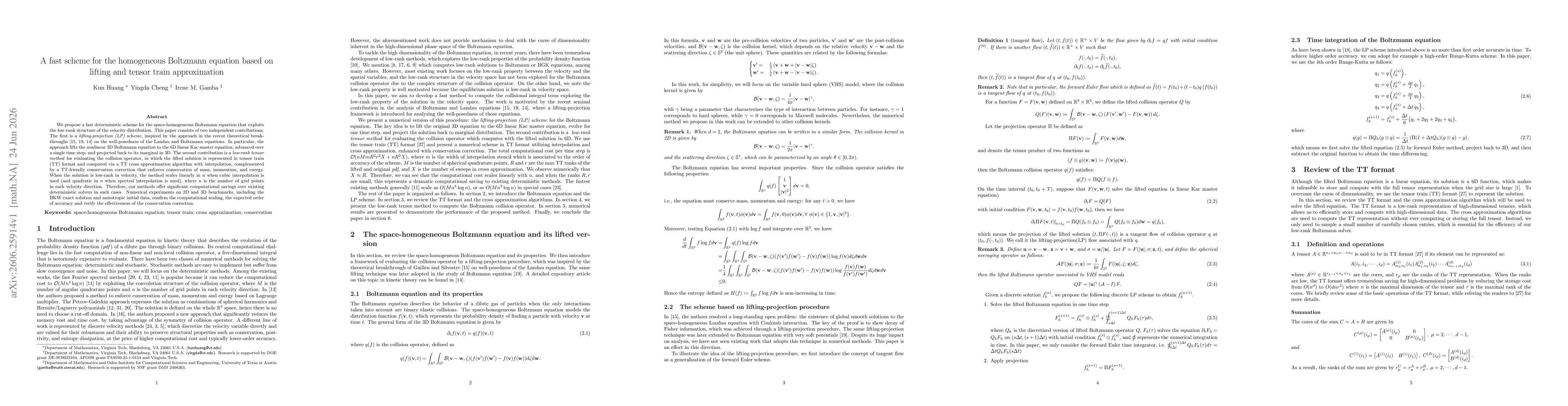 Thumbnail for A fast scheme for the homogeneous Boltzmann equation based on lifting and tensor train approximation