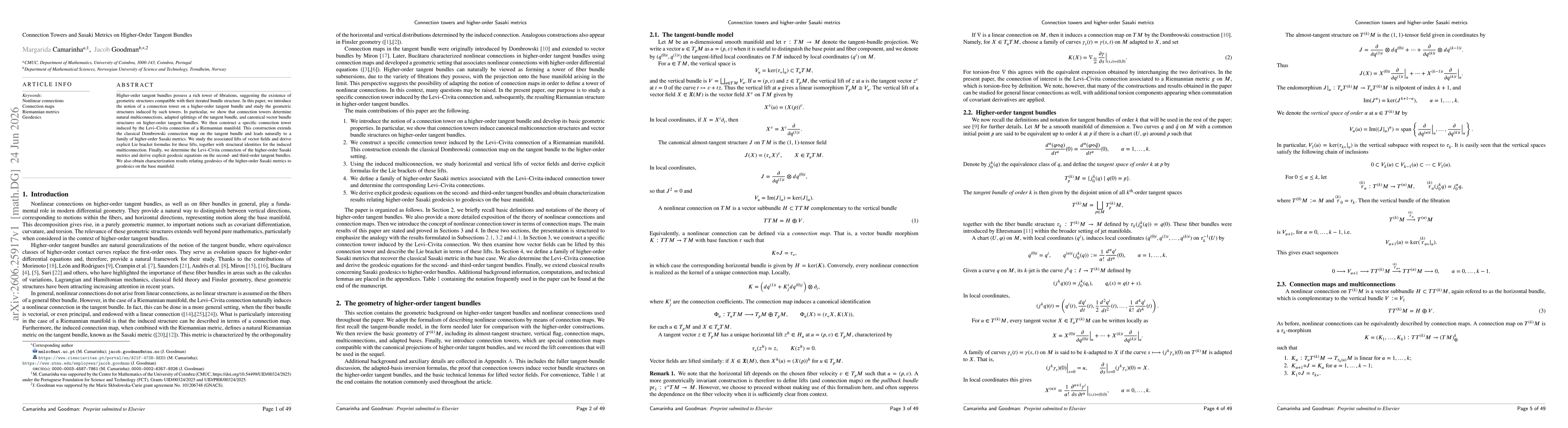 Thumbnail for Connection Towers and Sasaki Metrics on Higher-Order Tangent Bundles