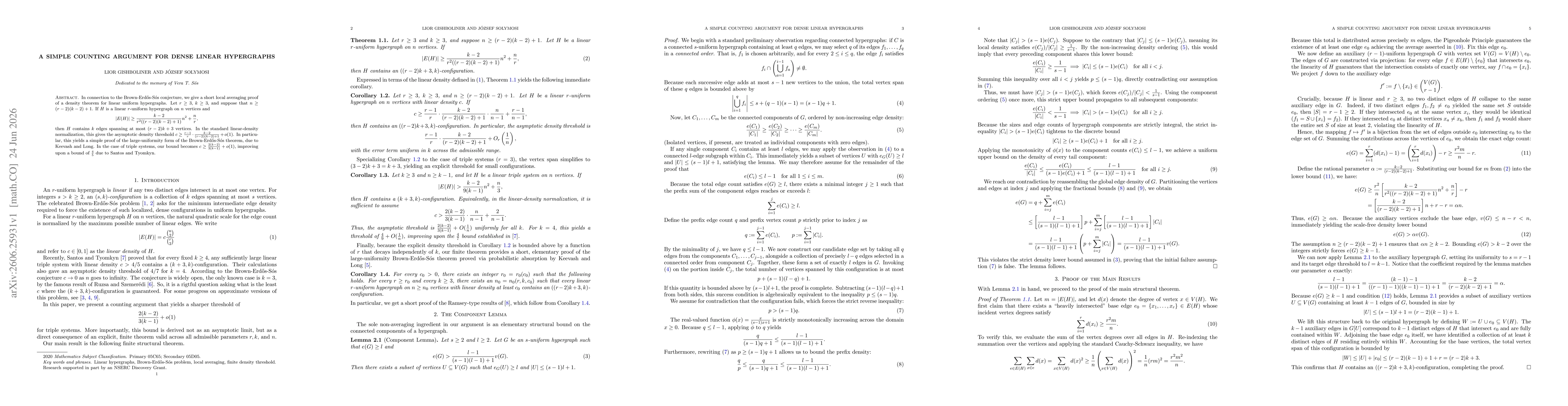 Thumbnail for A Simple Counting Argument for Dense Linear Hypergraphs