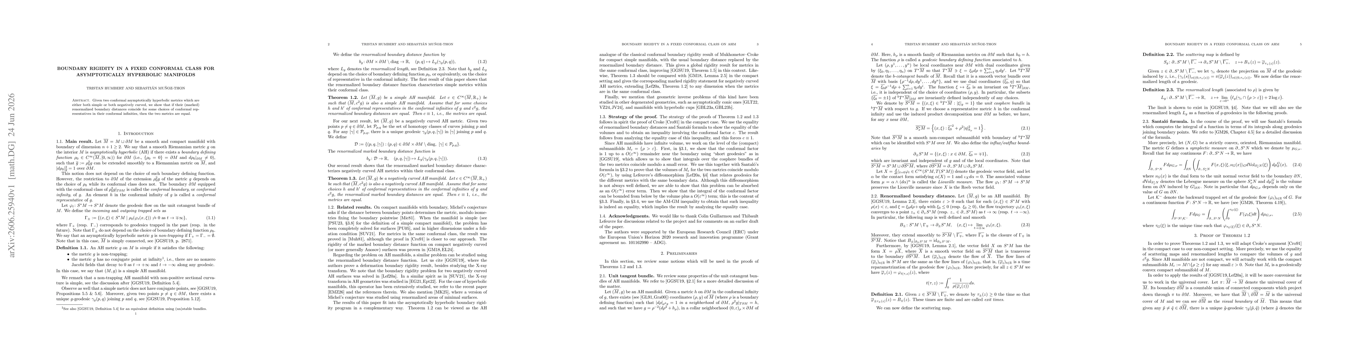 Thumbnail for Boundary Rigidity in a fixed conformal class for Asymptotically Hyperbolic Manifolds