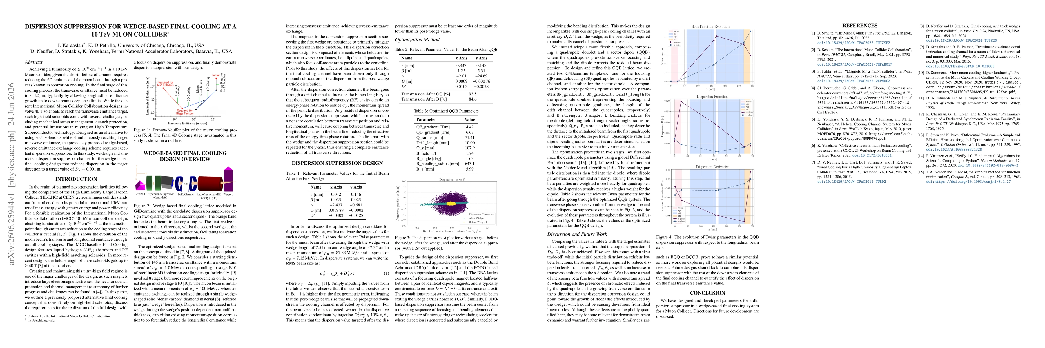 Thumbnail for Dispersion Suppression for Wedge-Based Final Cooling at a 10 TeV Muon Collider