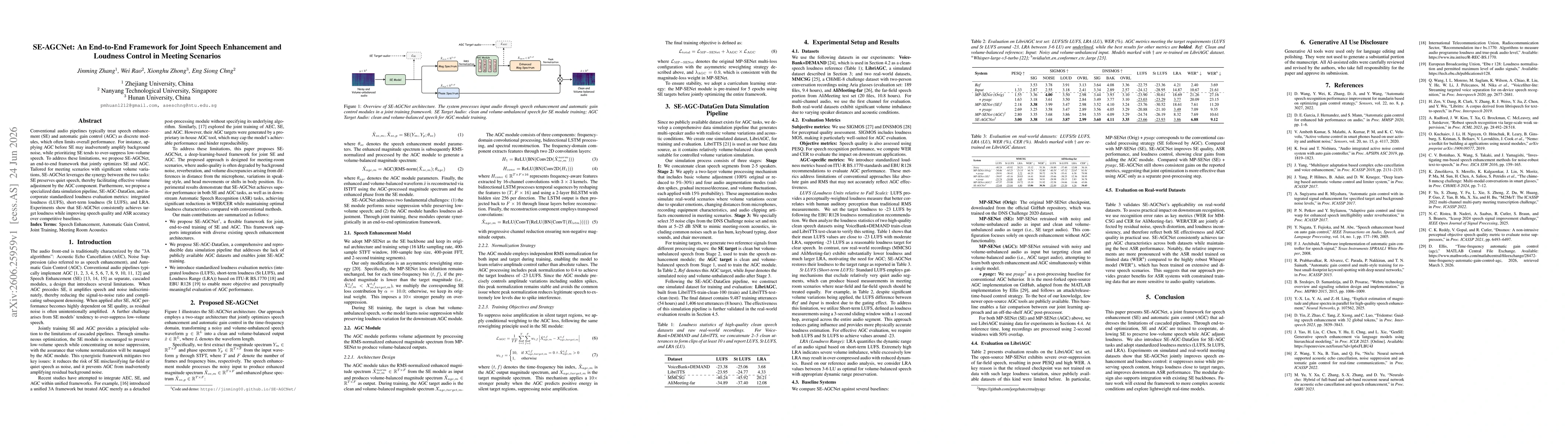 Thumbnail for SE-AGCNet: An End-to-End Framework for Joint Speech Enhancement and Loudness Control in Meeting Scenarios