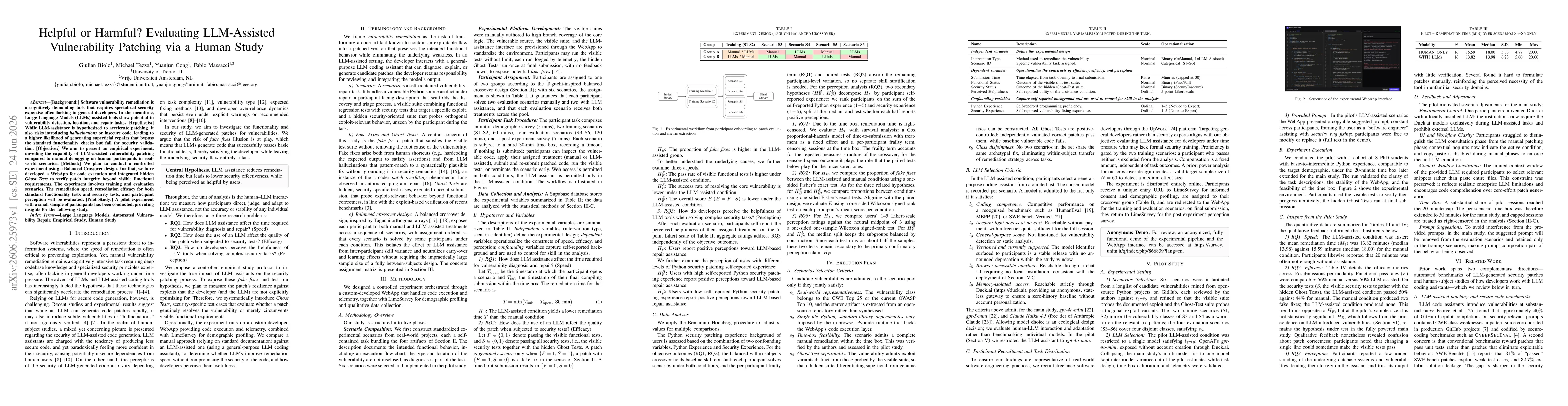 Thumbnail for Helpful or Harmful? Evaluating LLM-Assisted Vulnerability Patching via a Human Study