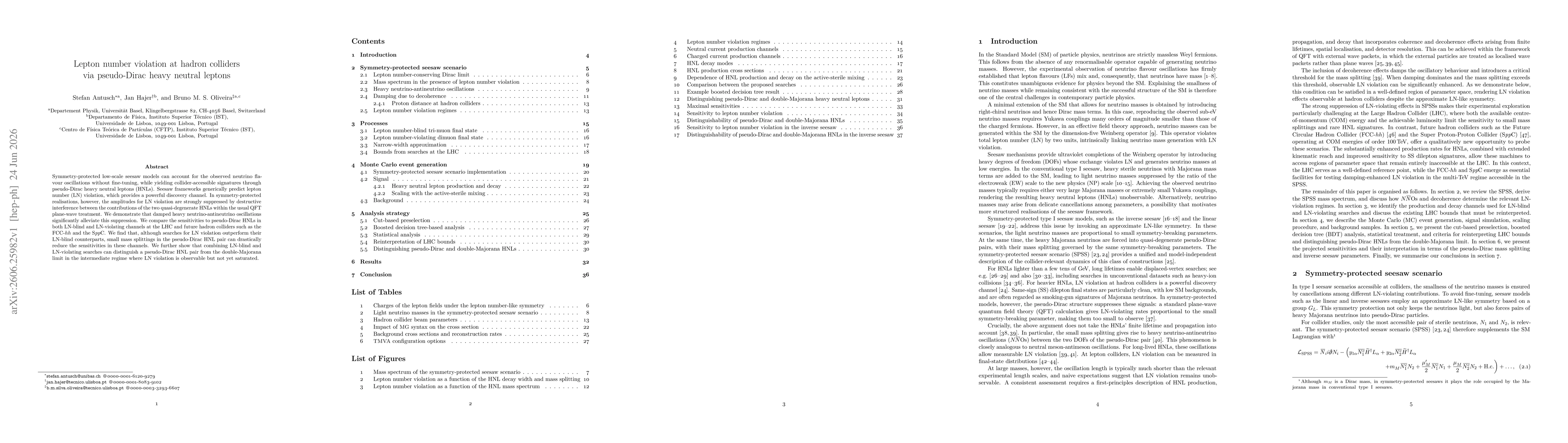 Thumbnail for Lepton number violation at hadron colliders via pseudo-Dirac heavy neutral leptons