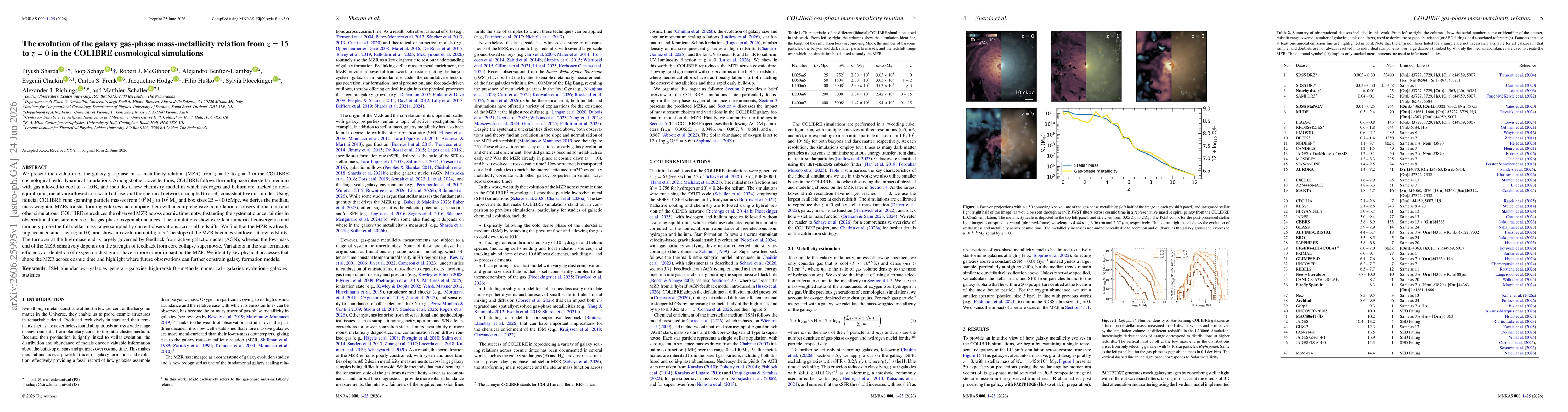 Thumbnail for The evolution of the galaxy gas-phase mass-metallicity relation from $z=15$ to $z=0$ in the COLIBRE cosmological simulations