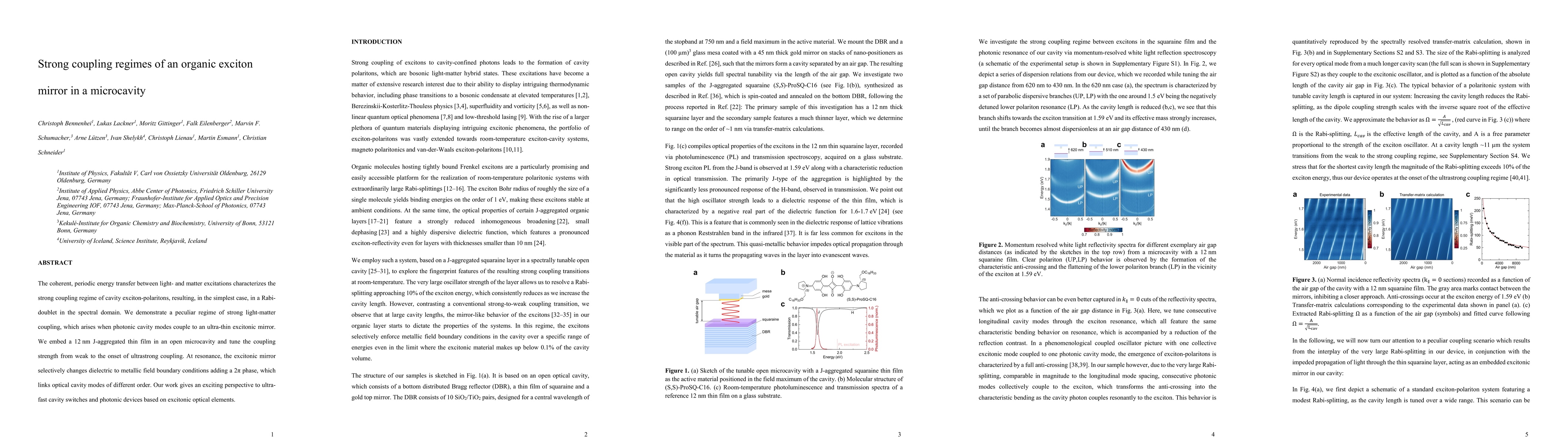 Thumbnail for Strong coupling regimes of an organic exciton mirror in a microcavity