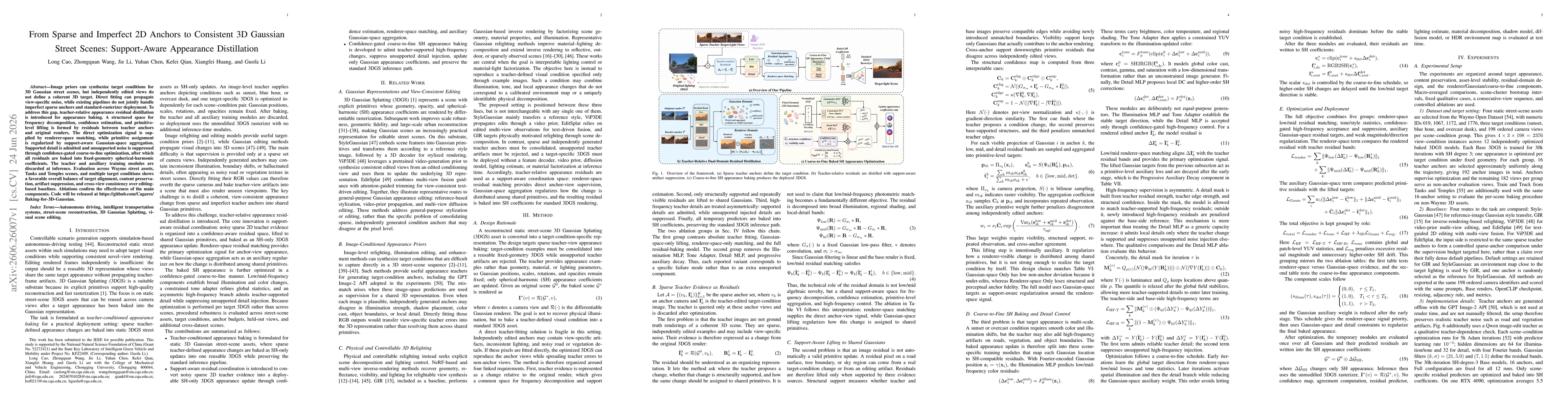 Thumbnail for From Sparse and Imperfect 2D Anchors to Consistent 3D Gaussian Street Scenes: Support-Aware Appearance