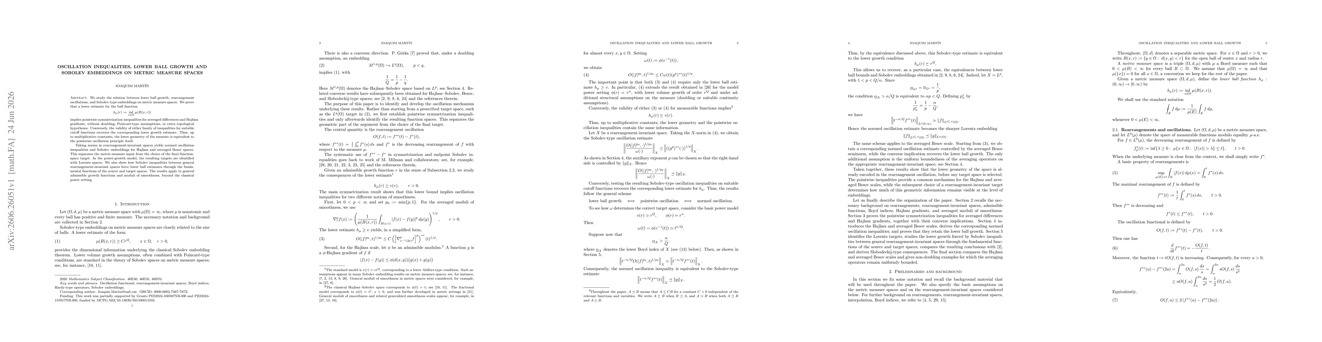 Thumbnail for Oscillation inequalities, lower ball growth and Sobolev embeddings on metric measure spaces