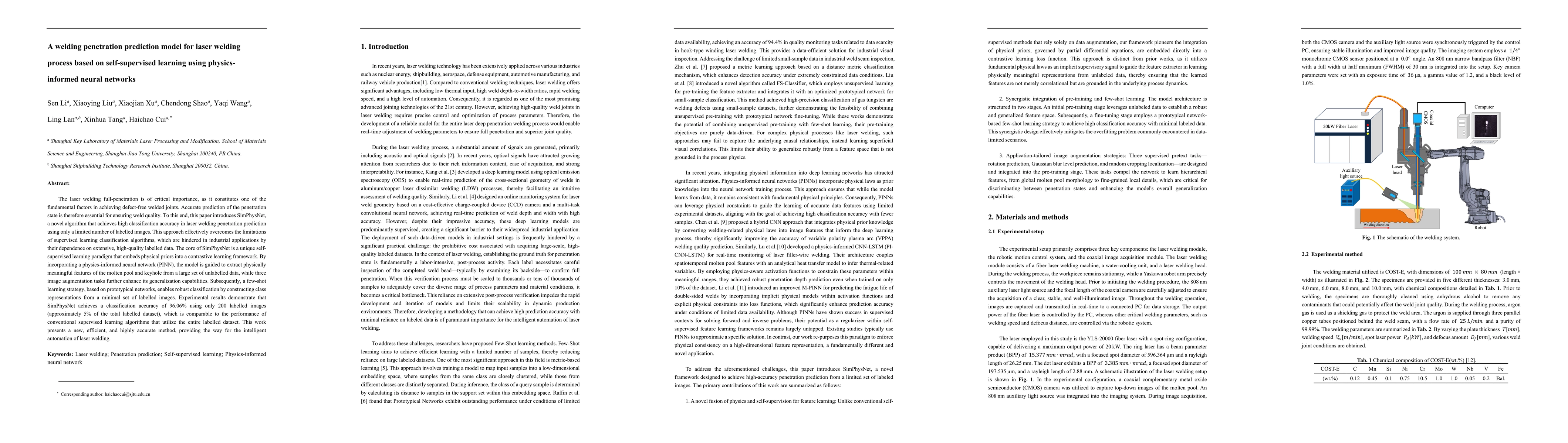 Thumbnail for A welding penetration prediction model for laser welding process based on self-supervised learning using physics-informed neural networks