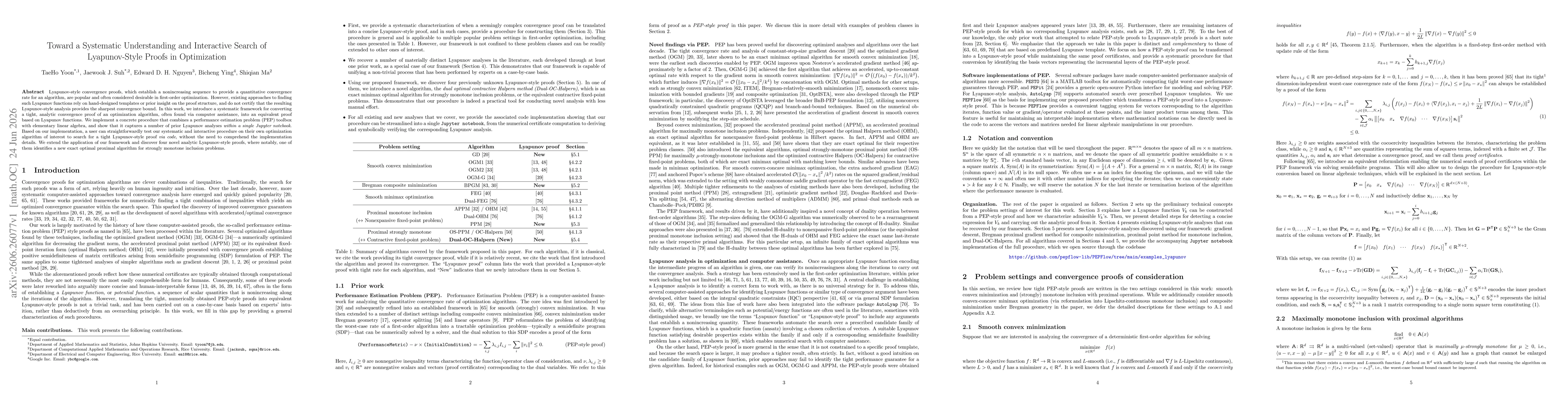 Thumbnail for Toward a Systematic Understanding and Interactive Search of Lyapunov-Style Proofs in Optimization