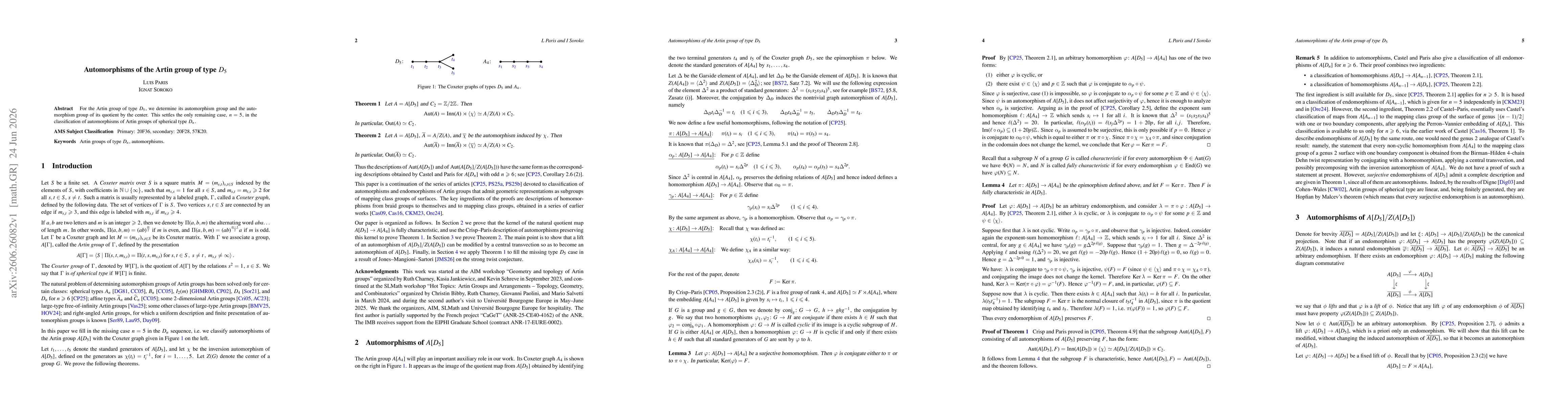 Thumbnail for Automorphisms of the Artin group of type $D_5$