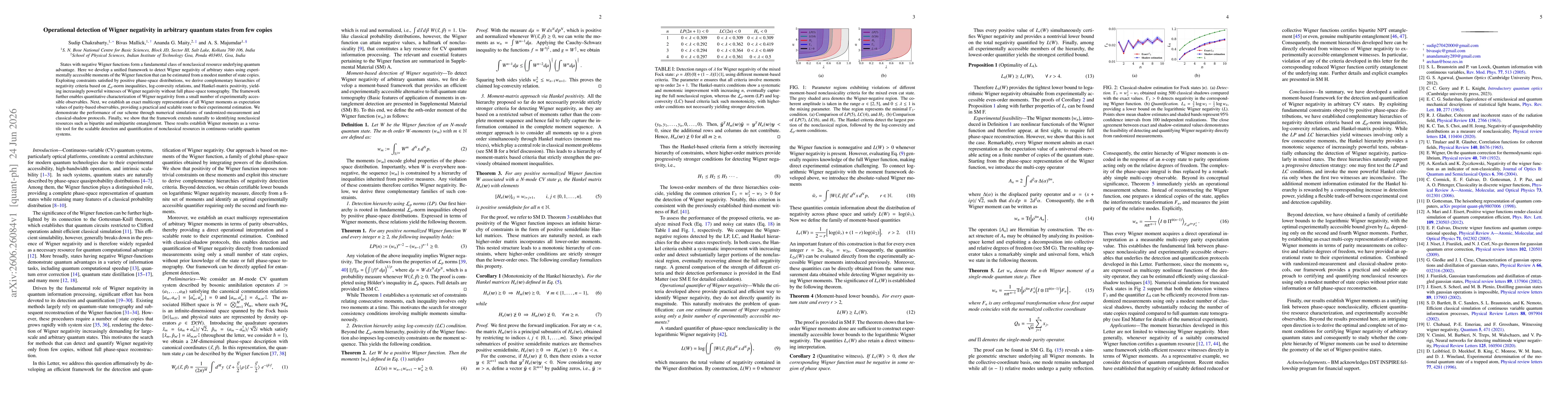 Thumbnail for Operational detection of Wigner negativity in arbitrary quantum states from few copies