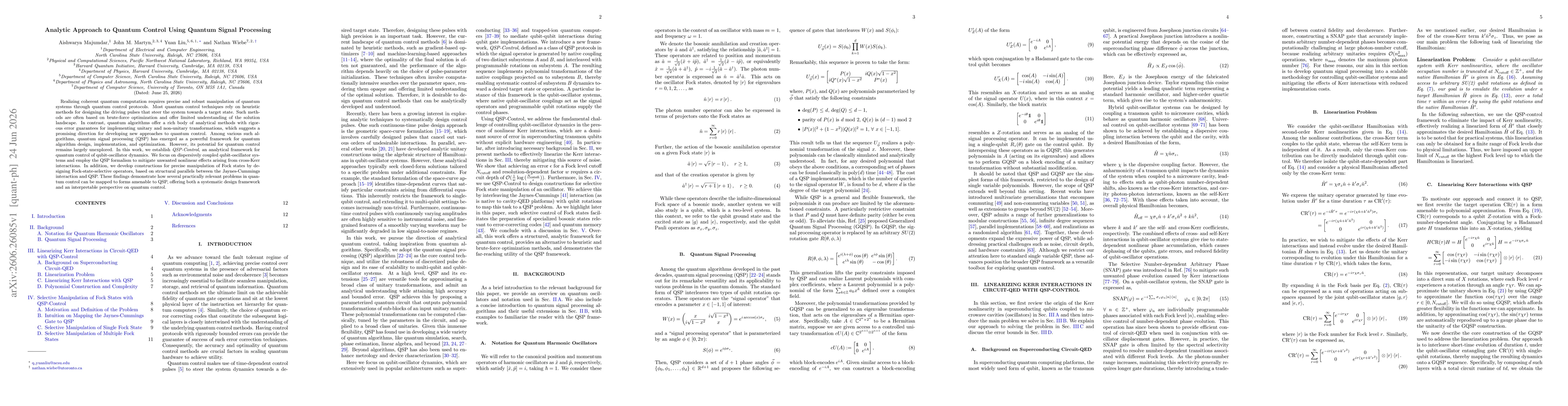 Thumbnail for Analytic Approach to Quantum Control Using Quantum Signal Processing