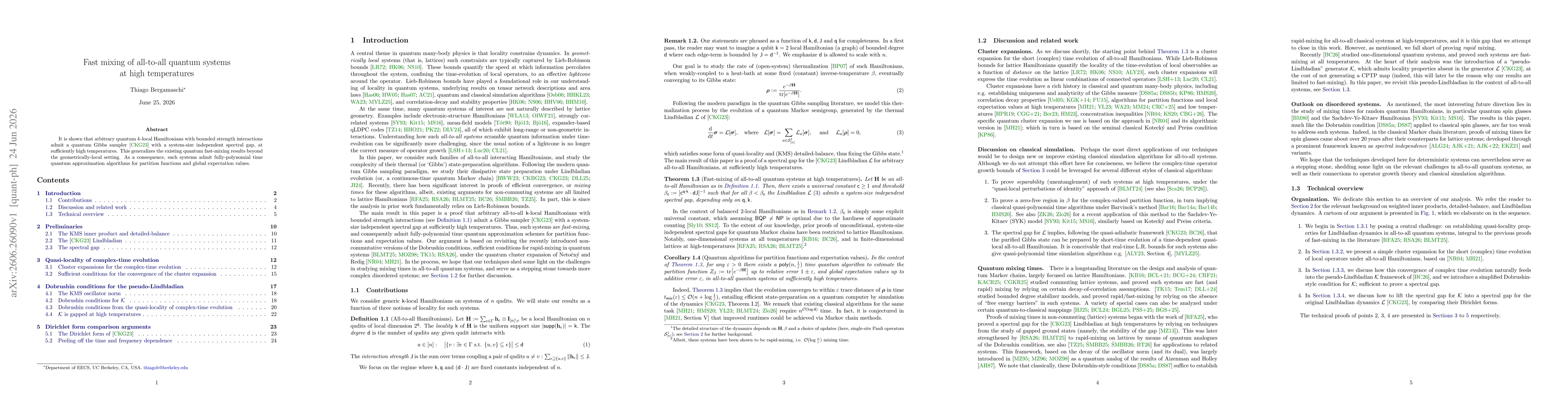 Thumbnail for Fast mixing of all-to-all quantum systems at high temperatures