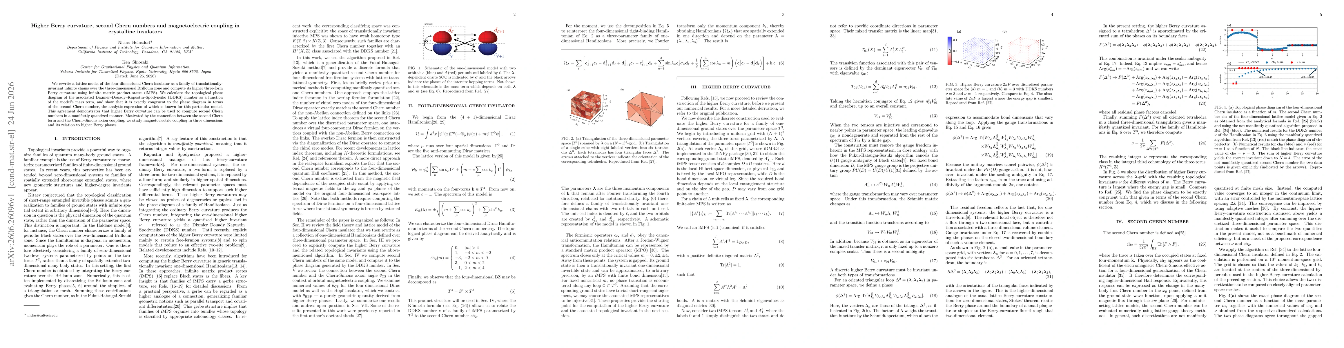 Thumbnail for Higher Berry curvature, second Chern numbers and magnetoelectric coupling in crystalline insulators